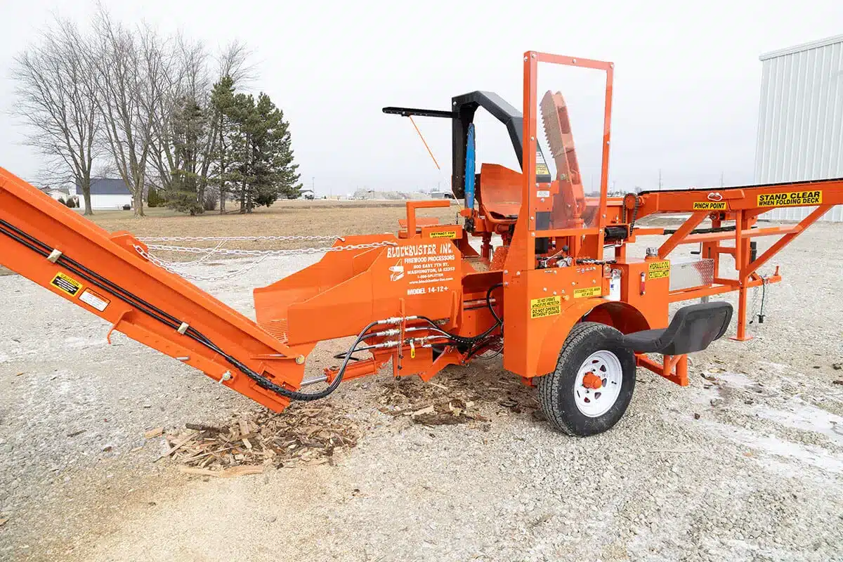 Blockbuster 14-12+ Processor with Attached Conveyor_CT-29 Blockbuster Firewood Processor 14-12 | Industrial Firewood Processor | Commercial Firewood Processor